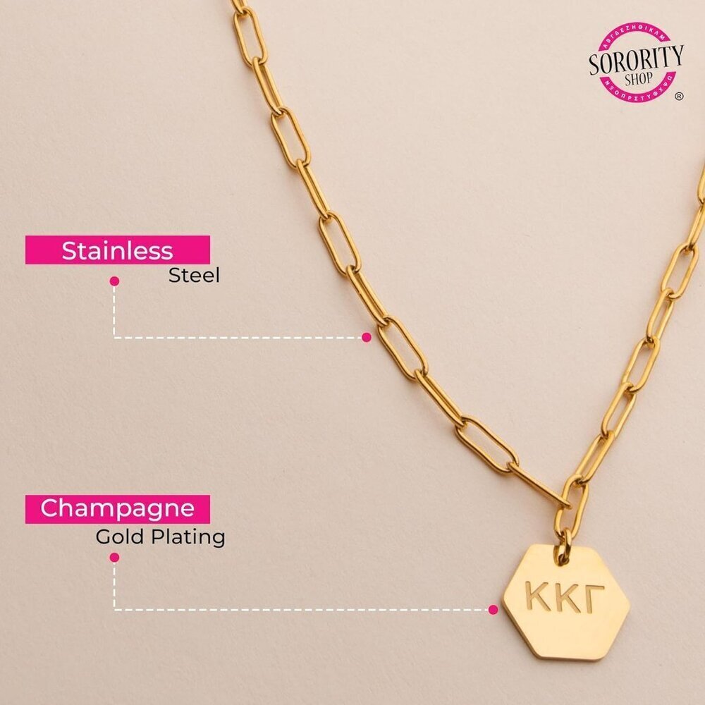 Sorority Necklace Gold Plated Paperclip Greek Letters for Women 18 Inches - Picture 7 of 9